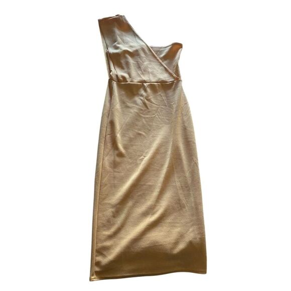 PrettyLittleThing Women's One-Shoulder Draped Midi Dress Orange Size 6 - Picture 1 of 4